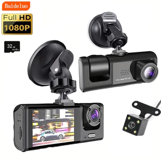 3 Canais Carro DVR HD 1080P 3 Lentes Dentro Do Veículo Traço Camtrês Vias Câmera DVRs Gravador Dashcam Filmadora