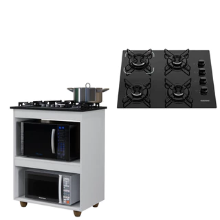 Kit Balcão Turim com Fogão Cooktop 4 Bocas Itatiaia Preto