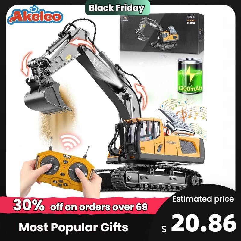 Glamgo Controle Remoto Carro 1:20 Escala Brinquedo Escavadeira Carro de