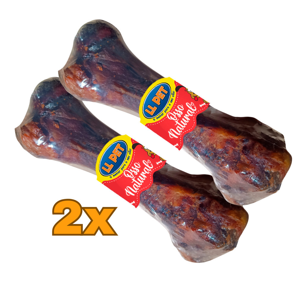 Foto de Kit Osso Petisco Pet Fêmur Suino Desidratado 100% Natural Defumado Para Cães