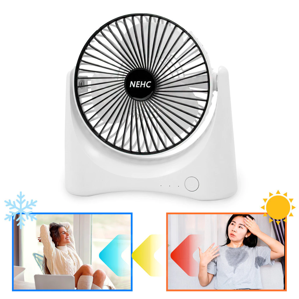 Mini Ventilador Portátil USB Recarregável De Mesa 3 Nivei de Velocidades