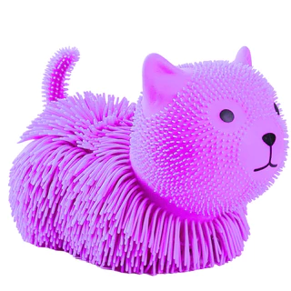 Boneco Gatinho Estica e Aperta Anti Stress Luz Brilhante Divertido Roxo - Castela