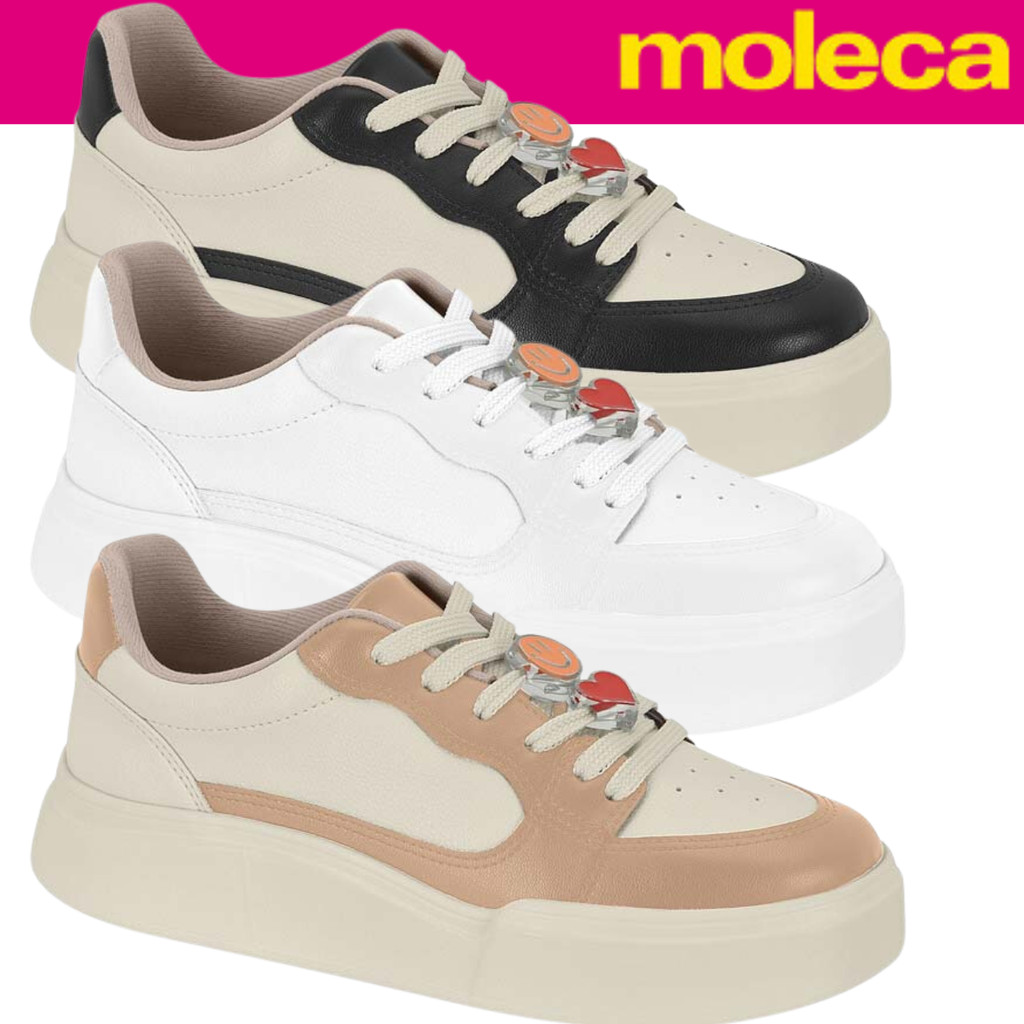 Tênis Feminino Moleca Plataforma Classic Casual Miçangas Conforto