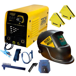 Kit Solda ARC 160 Tech 220V com Máscara Automática e 2 Esquadros Magnéticos em Oferta na Shopee
