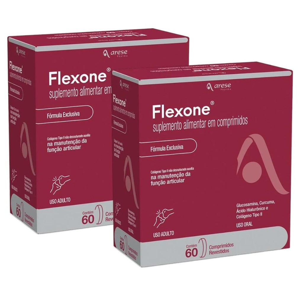 Kit Arese Flexone Com 2 Caixas De 60 Comprimidos Revestidos Cada ...