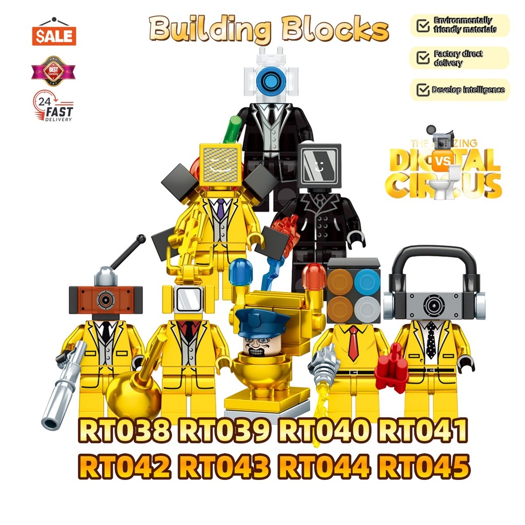 Desenhos animados wc homem RT038-RT045 série montado bloco de ...
