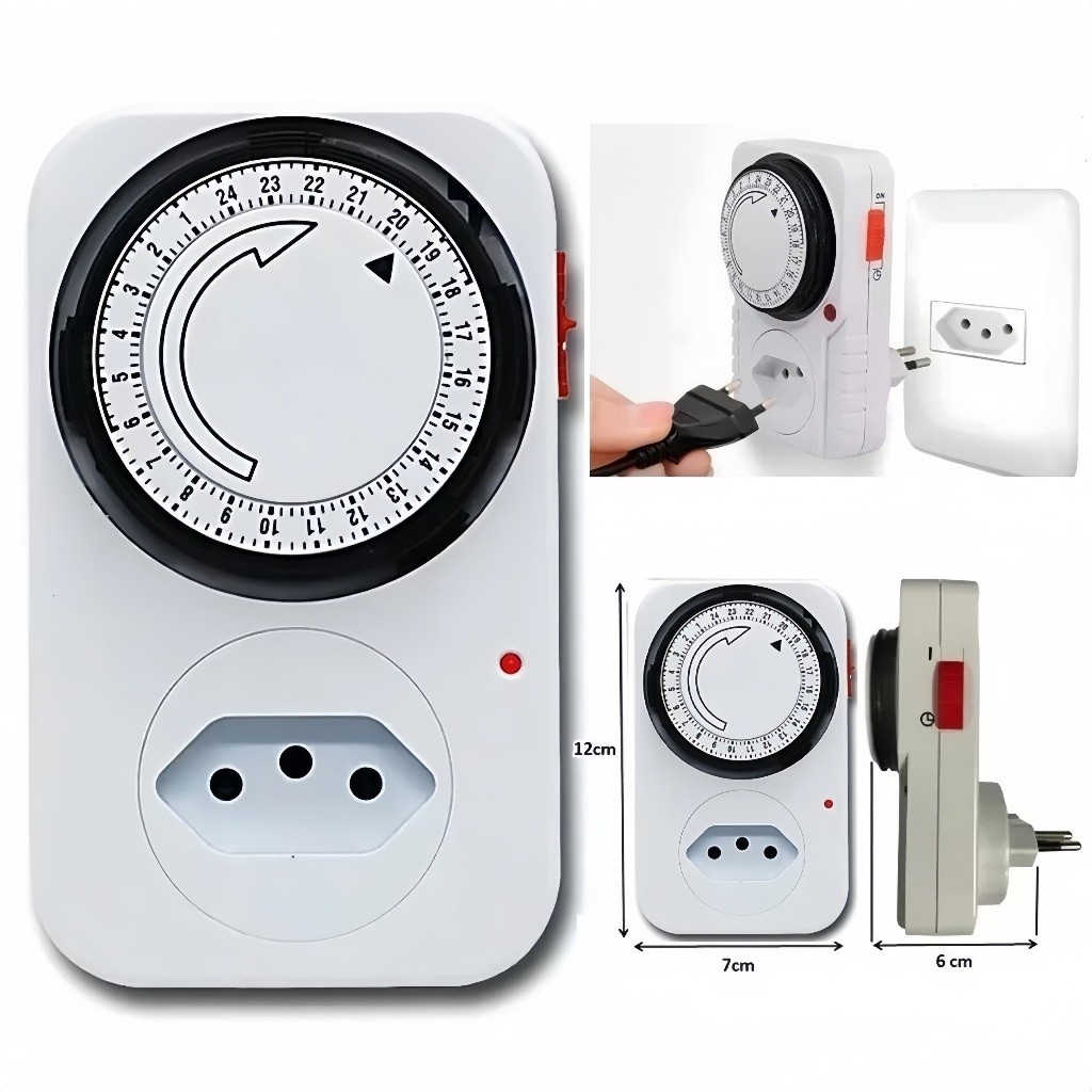 Temporizador Analógico Manual Cronômetro Timer Com Tomada Bivolt Liga ...