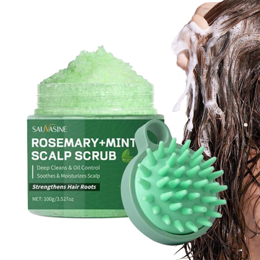 Shampoo Esfoliante para Couro Cabeludo com Alecrim e Menta com Pente de ...
