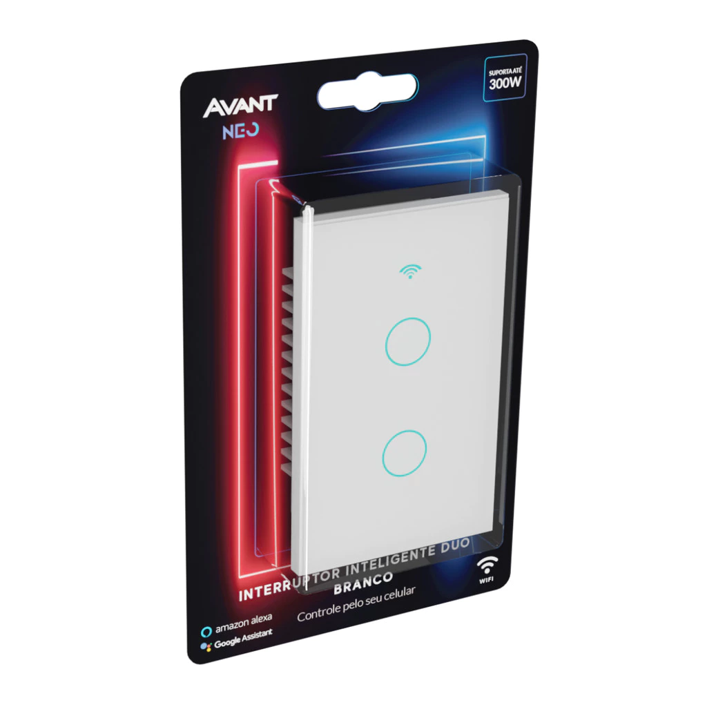 Interruptor Inteligente Touch WiFi 2 Botões Branco Avant Neo