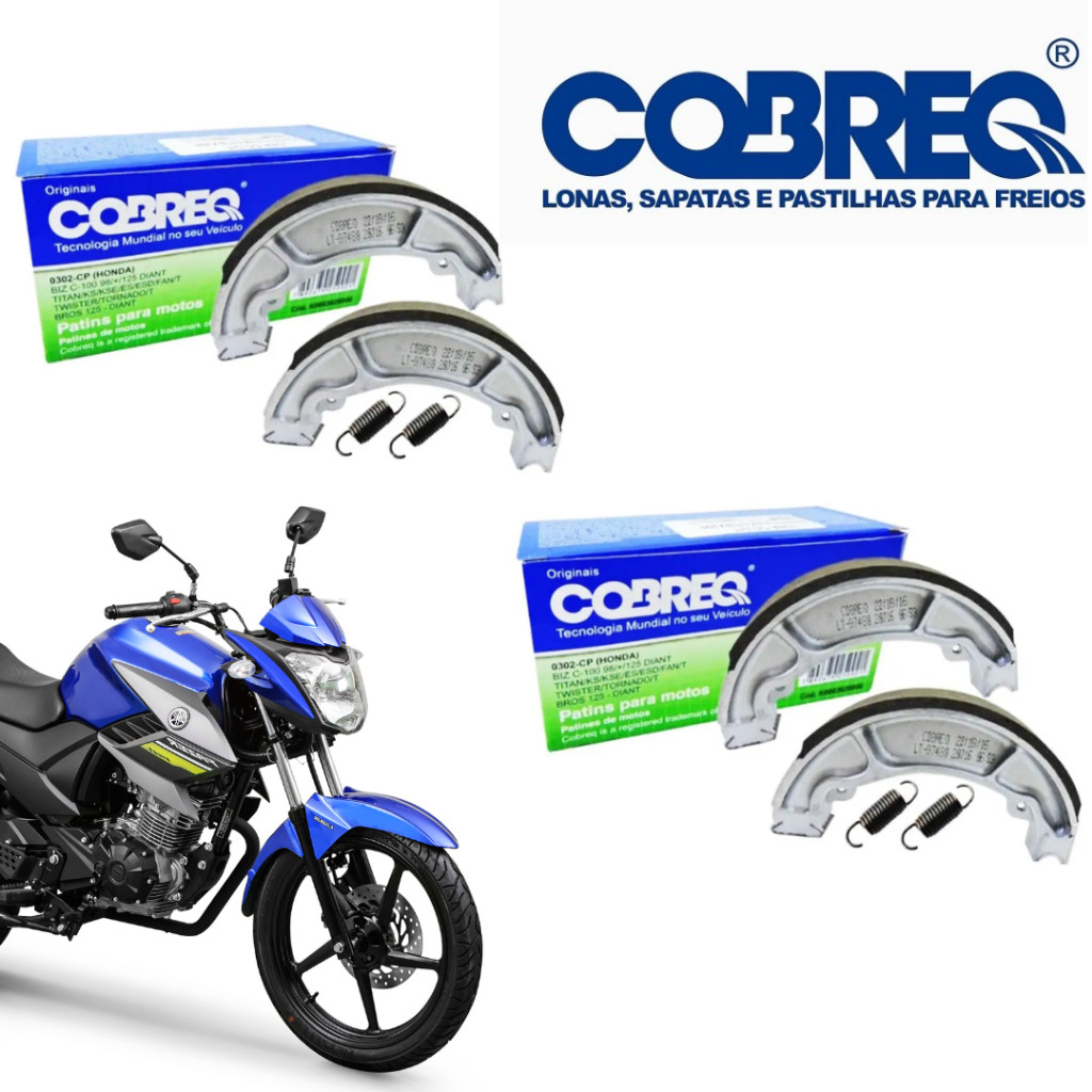 Par Lona Patim Freio Dianteiro + Traseiro Cobreq Cg Titan Fan 125 150 160 Cargo Start Ks Es Mix Flex