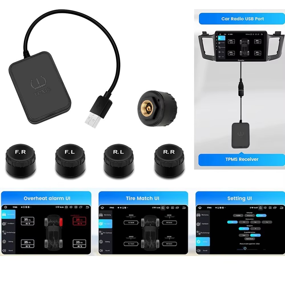 USB Android Carro TPMS Transmissão Sem Fio Sistema De Monitoramento ...
