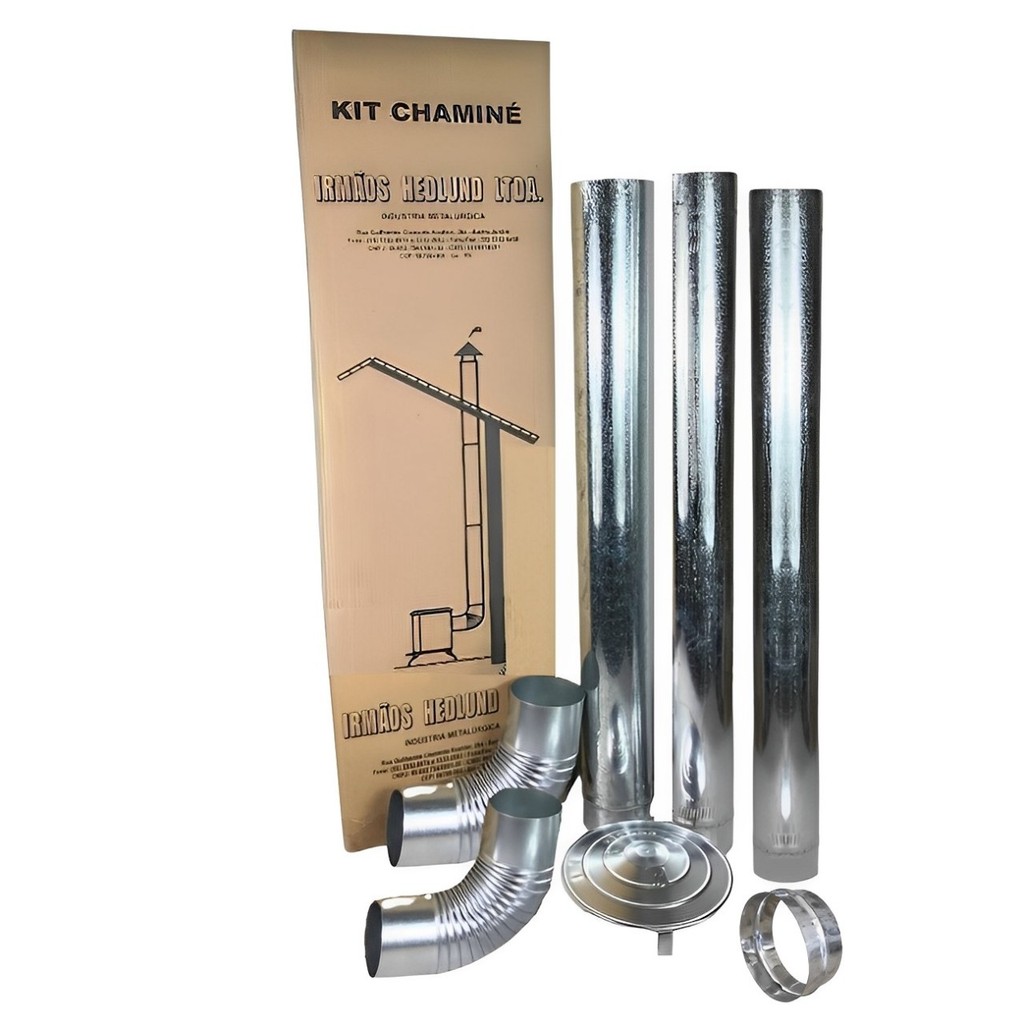 Kit Chaminé Com 3 Canos Curva Chapéu 110mm Em Aço Galvanizado Casa ...