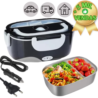 Marmita Elétrica Portátil Bivolt 12V/24V e 110V/220V – Ideal para Casa, Carro, Caminhão, Uber e Táxi | Acompanha 2 Cabos