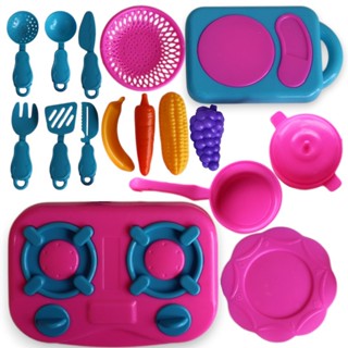 Kit de Cozinha Brinquedo Completo para Crianças Com Frutas e Legumes