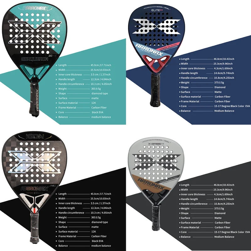 RYZE Racchetta da Padel 100% in Fibra di Carbonio - assia Potenza
