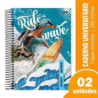 Caderno Espiral Jandaia Universitário Capa Dura Sport 15 Matérias  240 Folhas - Embalagem com 2 Unidades (Sortidos) em Oferta na Shopee