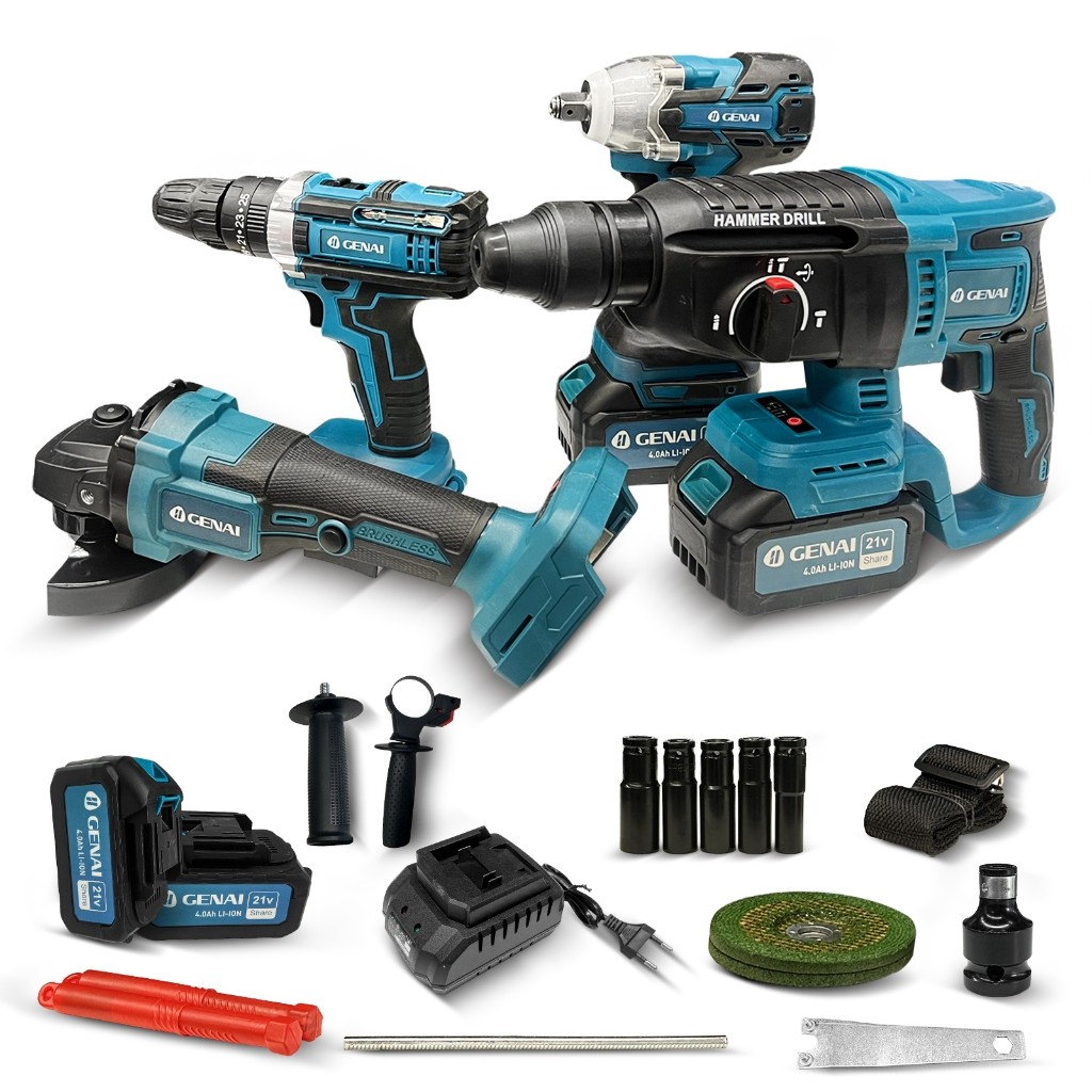 GENAI】Conjunto 4 em 1 68V / furadeira, chave de fenda / chave de