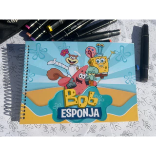 Livro de Colorir Bob Esponja A5 Capa Dura Espiral Infantil Criativo Educativo Caderno Pintura em Oferta na Shopee