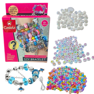 Kit de Miçangas DIY Pulseira Colorida Bijuteria Infantil - Castela