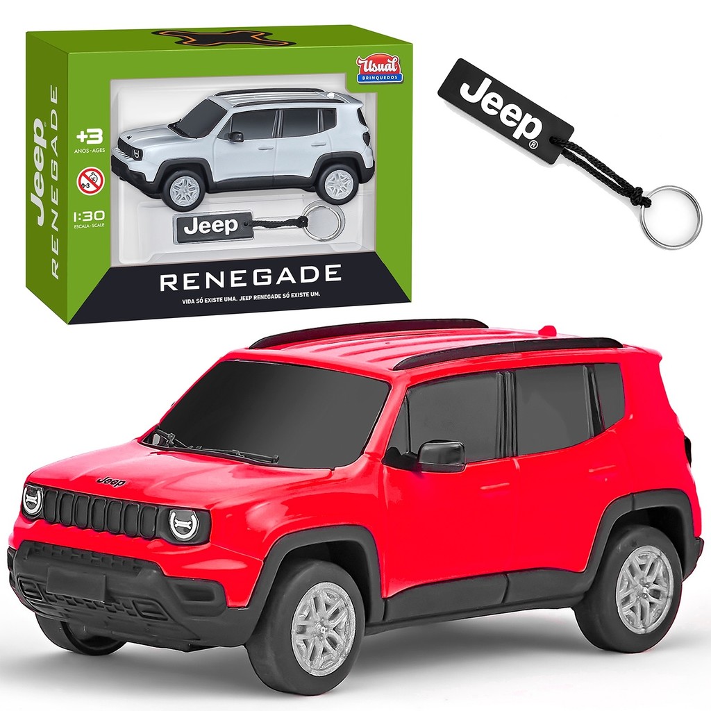 Carrinho Jeep Renegade Miniatura Escala 1:30 Com Chaveiro Detalhado Decoração Usual Brinquedos