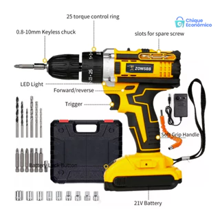 Parafusadeira Elétrica 26V/48V com Maleta, Baterias e Acessórios