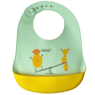 Babador Infantil Abacaxi Impermeável C/ Bolso Pega Migalhas Verde - Castela