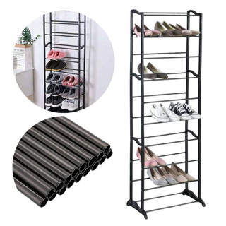 Sapateira Desmontável Portátil de Metal Para 30 Pares - Organizador Vertical Com 10 Andares e Prateleiras Resistentes em Oferta na Shopee