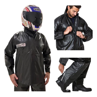 Conjunto Capa Chuva Moto Emborrachada Impermeável Com Gola Flex em Oferta na Shopee