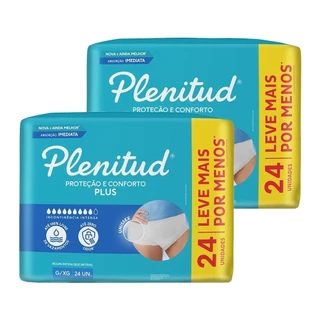 Roupa Íntima Plenitud Plus Tamanho G/XG - 2 Pacotes com 24 Tiras - Total 48 Tiras em Oferta na Shopee