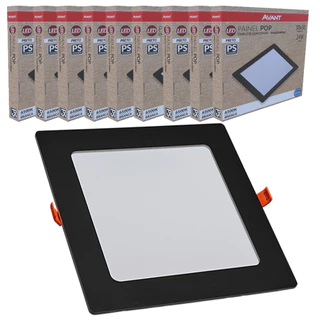 Kit 9 Painel Plafon Pop Quadrado Embutir Luz Branco Frio 6500K Bivolt 24w Avant