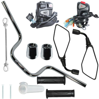 Guidão guidom CG150 CG160 Fan Titan Cargo Start 14/ com kit pisca alerta lampejador e peso retrovisor manopla barrinha
