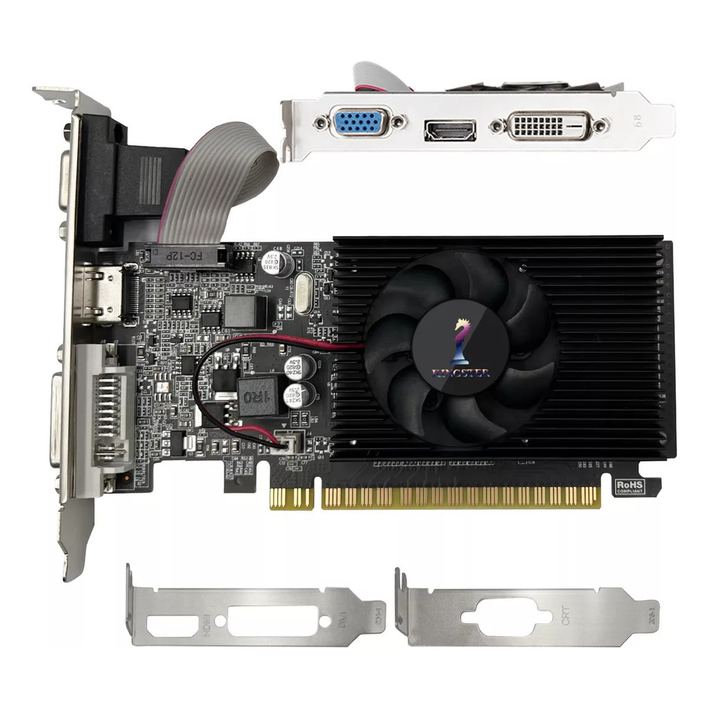 Scheda Grafica GT210 1GB DDR3, 64-bit, Con Uscite VGA DVI HDMI, Ventola Silenziosa, Per PC Desktop