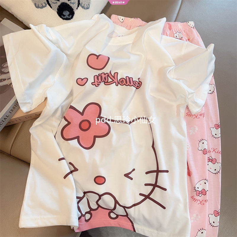 Pijamas Femininos com Estampa Fofa da Hello Kitty Primavera Outono ...