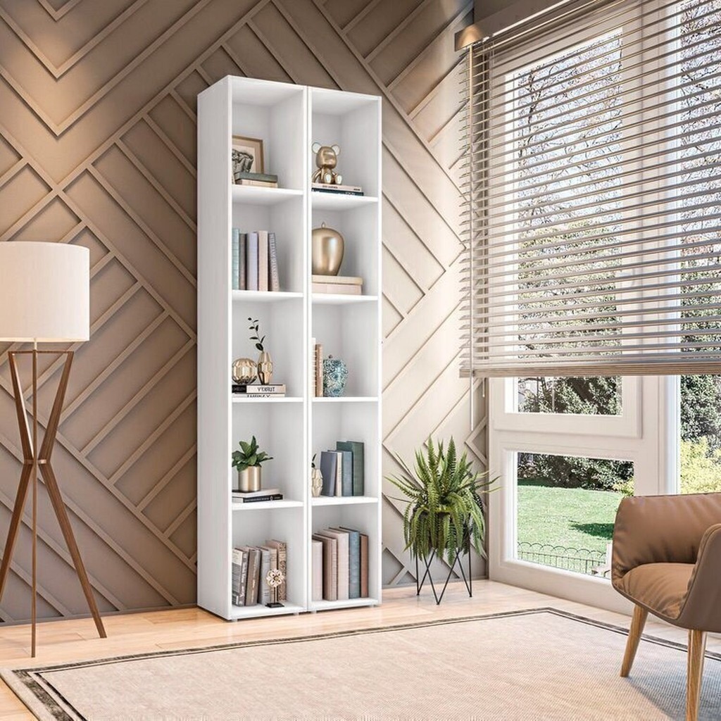 Conjunto 2 Estantes Horizontal ou Vertical 5 Nichos 186cmx60cm