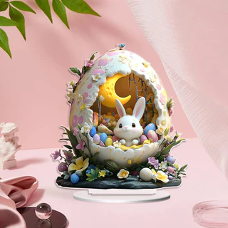 Decoração De Coelhinho Da Primavera Páscoa Ornamento Acrílico Colorido Para Casa De Lua Flor Coelho Ovo Sinal De Mesa Sa