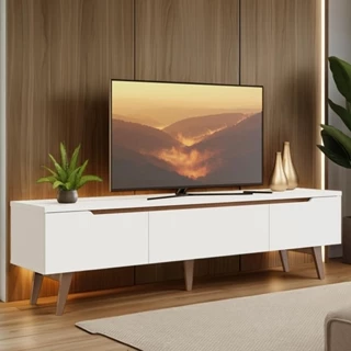 Rack para TV até 75 Polegadas Brest Madesa 2 Portas 1 Gaveta - Branco em Oferta na Shopee