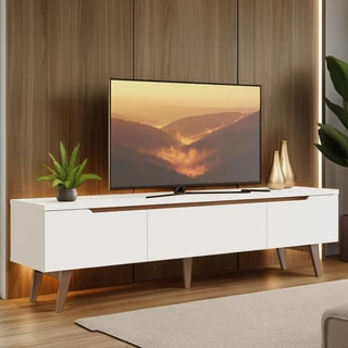 Rack para TV até 75 Polegadas Brest Madesa 2 Portas 1 Gaveta - Branco em Oferta na Shopee