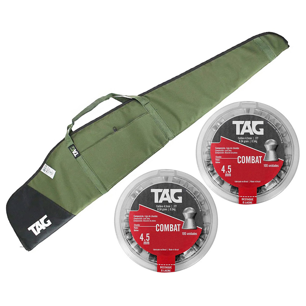 Kit Capa Case Carabinas Militar Forrada TAG 125cm e 2 Caixa Chumbinho ...