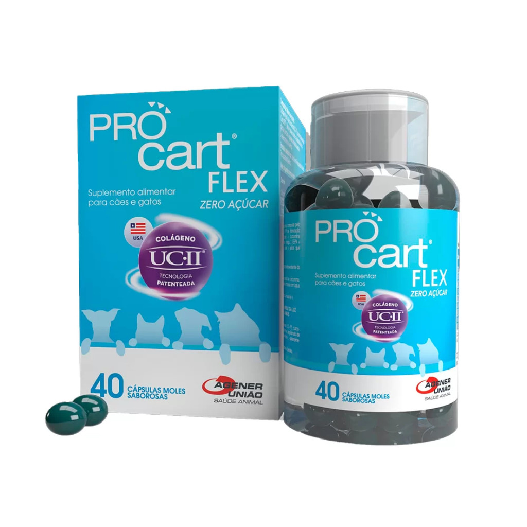 Pro Cart Flex Suplemento para Cães e Gatos C/ 40 Cápsulas Agener União ...