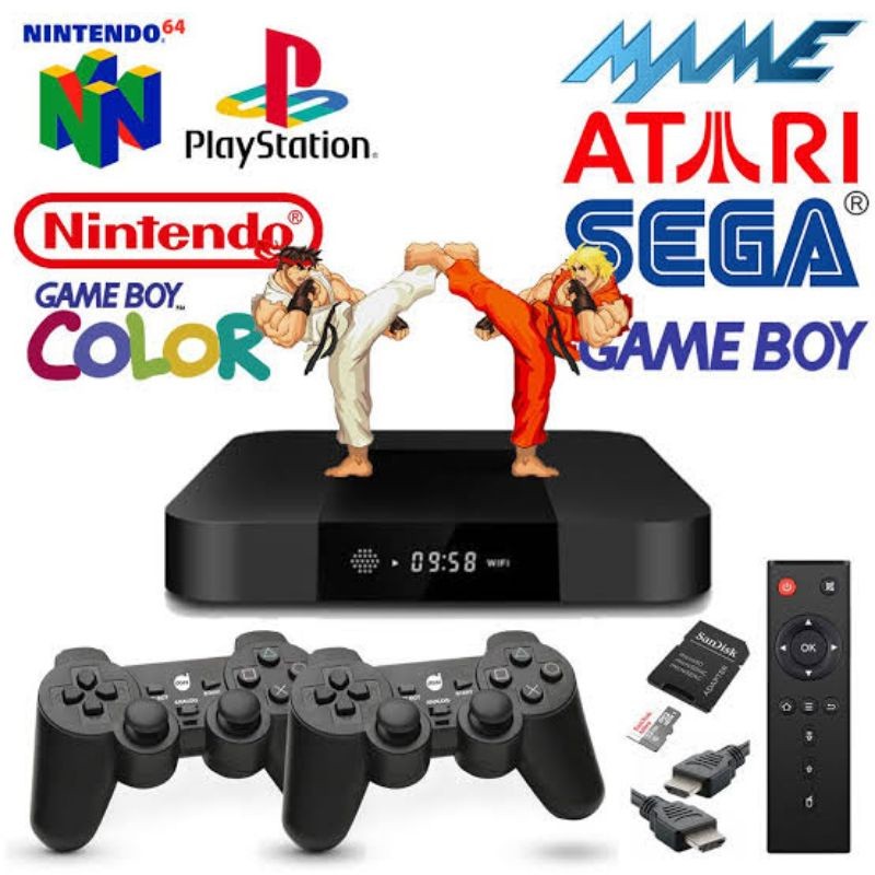 EmuELEC Game Fix 64GB - Dual Boot com 2 Controles Sem Fio e 20 Mil Jogos