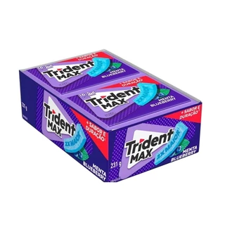 Chiclete Trident Max Menta Blueberry sem Açúcar 16,5g - Caixa com 14 unidades em Oferta na Shopee