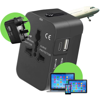 Adaptador Tomada Universal 2 Usb C Carrega Rápido Viagem Internacional Ferias Uk Eua Europa Asia em Oferta na Shopee
