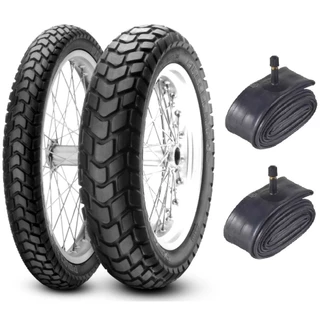 Par de Pneu Bros 150 Xre 190 110/90-17 + 90/90-19 + camara Mt60 em Oferta na Shopee