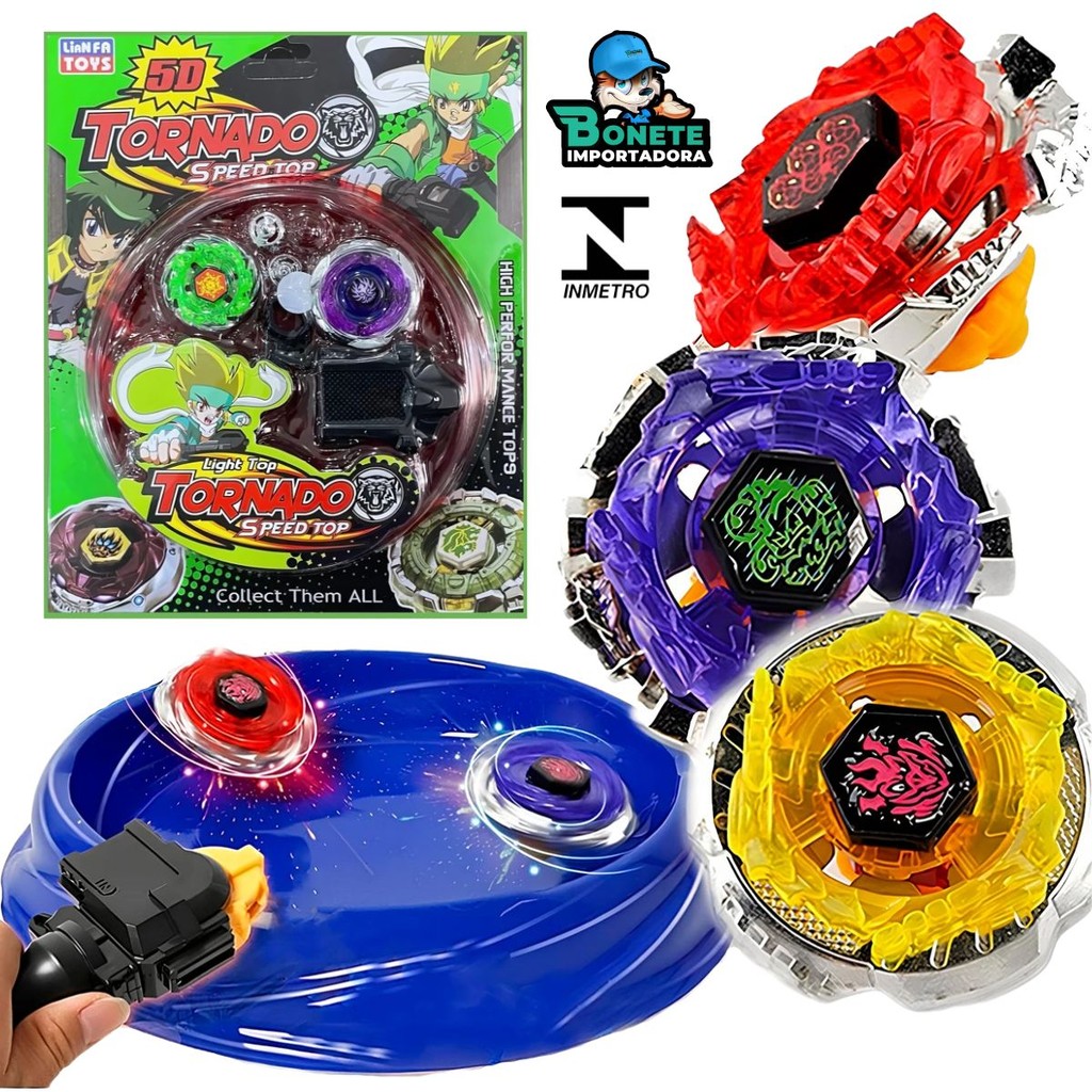 Kit Beyblade Original com Arena + 2 Lançadores e 2 Beyblades de Metal ...