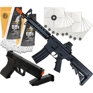 Kit Rifle Fuzil M4 8907 + Pistola Airsoft Gk V307 + Esferas Munição 6mm + Alvos