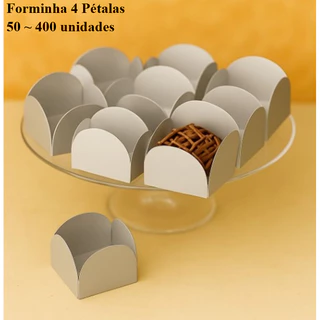 KIT Forminha Prata 4 Pétalas - Nº 6 (3 x 3cm) - 50 ~ 400 Unidades - Plac