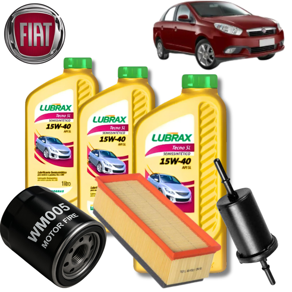 KIT TROCA DE ÓLEO 15W40 LUBRAX + FILTROS (GRAND SIENA 1.4 8V 2012 ...