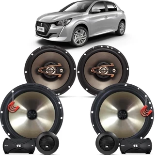 Kit Alto Falantes Dianteiros + Traseiros Peugeot 208 2021 2022 2023 2024 2025 Hurricane Platino 640w em Oferta na Shopee