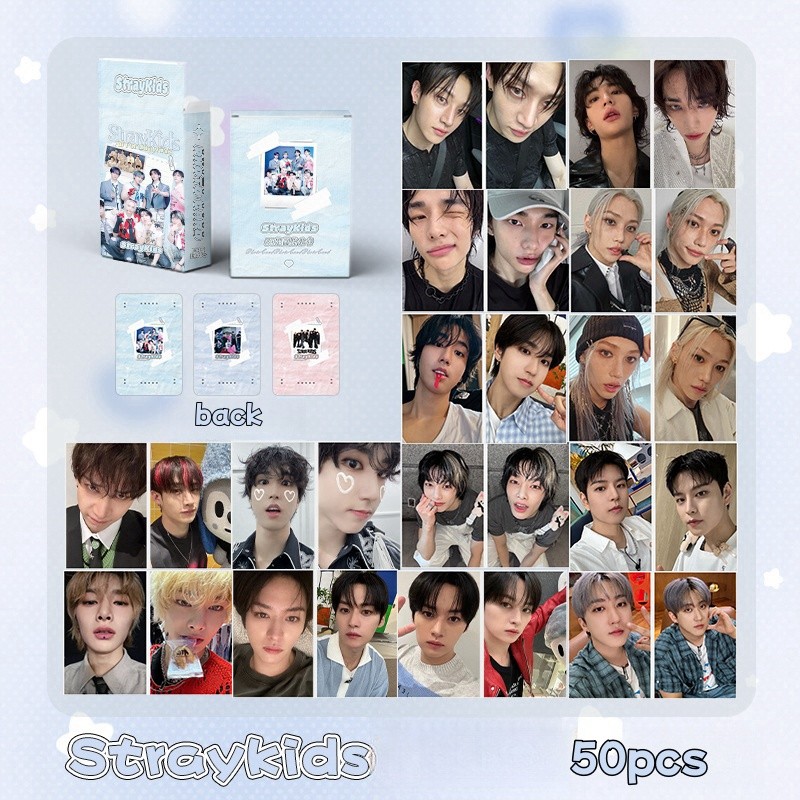 50-55pcs STRAY KIDS SKZ HOP Holográfico Laser Lomo Cartões 50-55pcs STRAY KIDS SKZ HOP Holográfico Laser Lomo Cartões