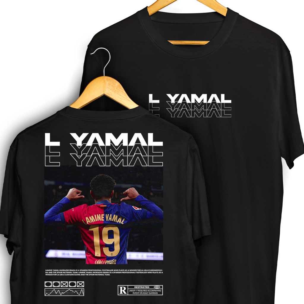 Camiseta Lamine Yamal 19 Frente e Verso Streetwear Blusa Camisa